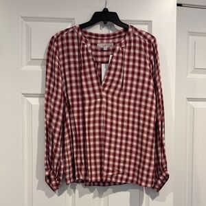 LOFT NWT Red Plaid Women's Top